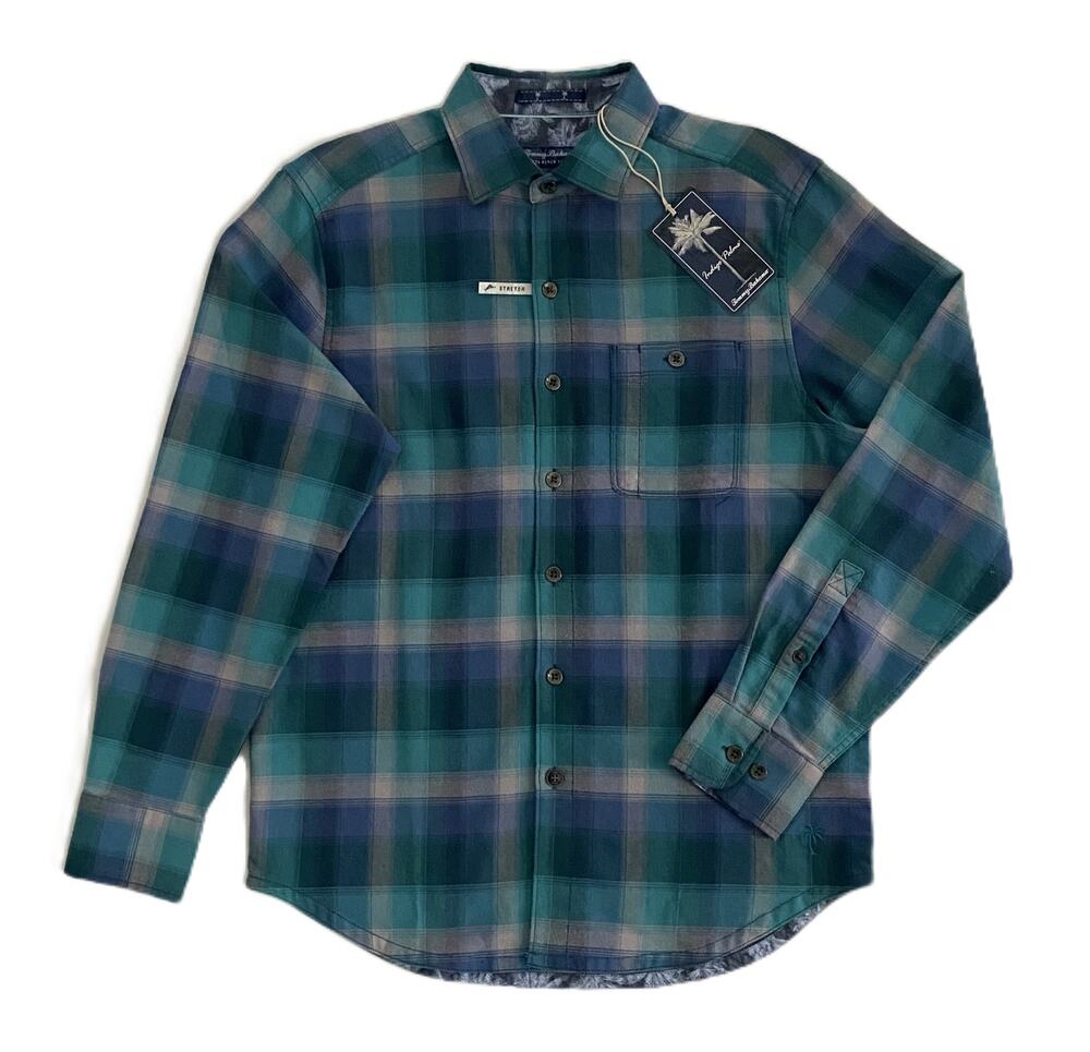 Tommy Bahama Shirt Men's Small Canyon Beach Flannel Fireside Check Seaway NWT